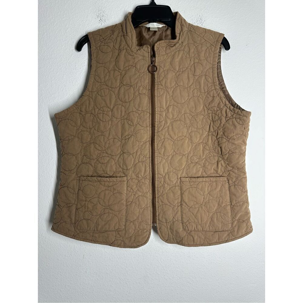 Vintage Rare CBK SPORT Quilted Full Zip Brown Cotton Blend Vest Size XL